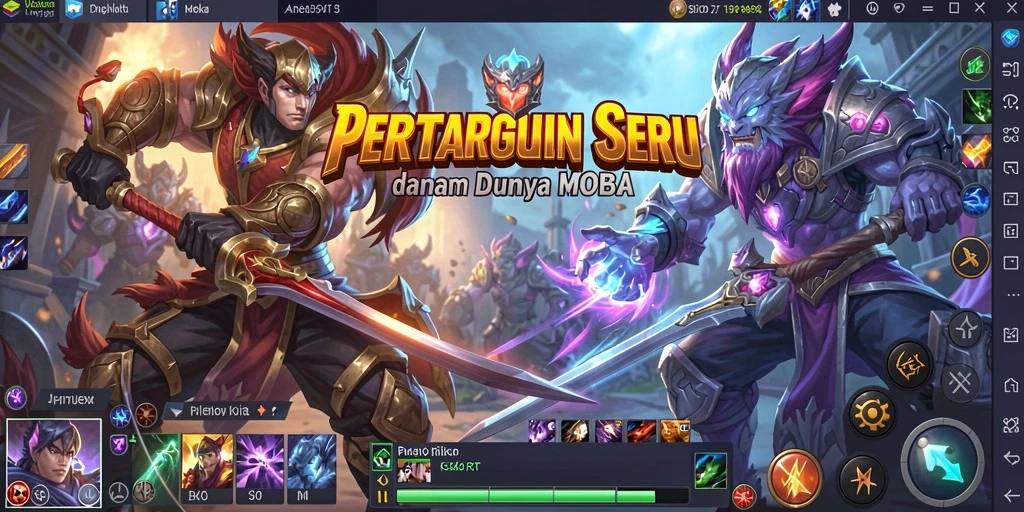 Screenshot 5RT menampilkan aksi seru dalam laga MOBA.