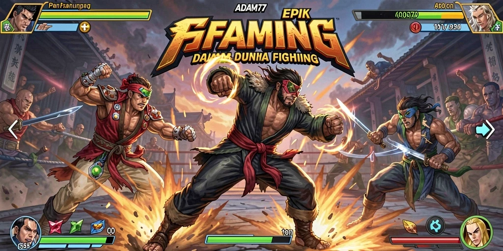 Tampilan gameplay ADAM77 yang menegangkan dan seru dalam pertarungan.