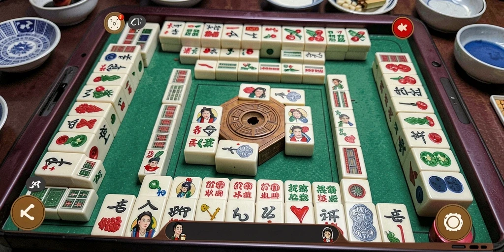 Screenshot menunjukkan gameplay Mahjong yang seru dan penuh warna.
