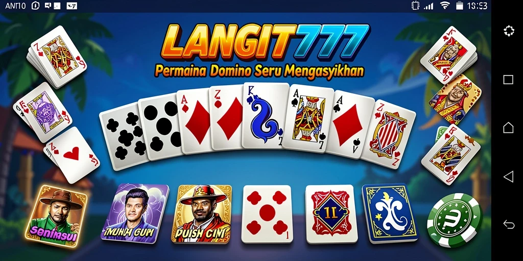 Tampilan gameplay domino LANGIT777 yang seru dan interaktif.