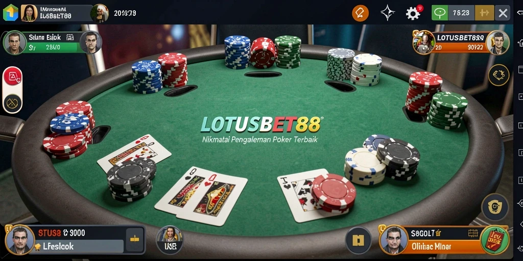 Screenshot LOTUSBET88 menampilkan gameplay Poker yang seru dan menarik.