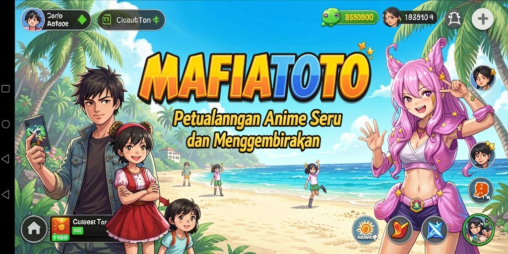 Screenshot gameplay MAFIATOTO yang menampilkan pertarungan seru karakter anime.