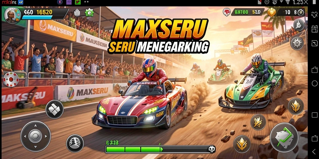 Tampilan gameplay seru dan menegangkan di balapan MAXSERU.