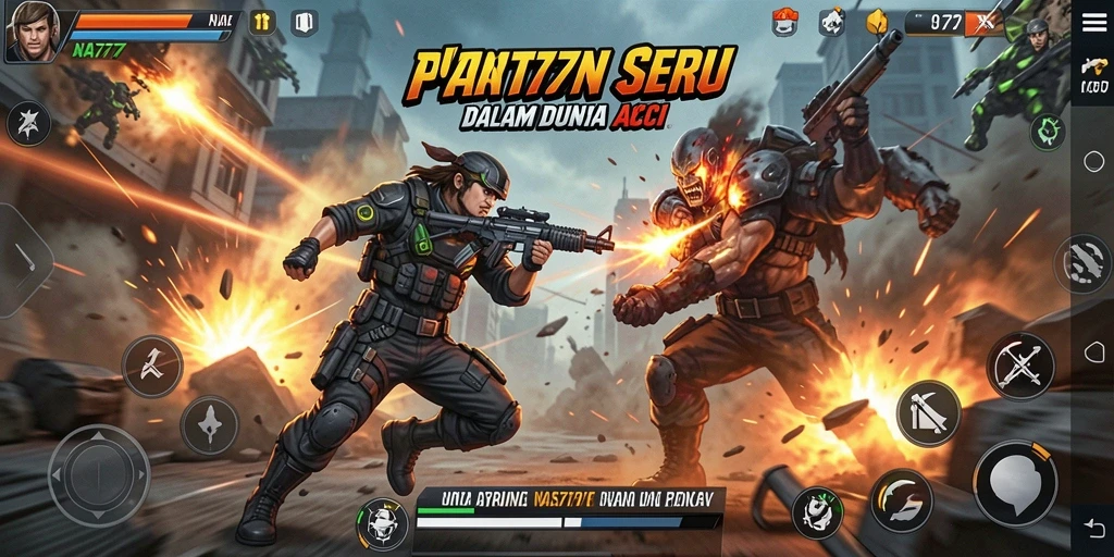 Tampilan layar permainan <strong>NA777</strong> yang menampilkan aksi pertarungan yang mendebarkan.