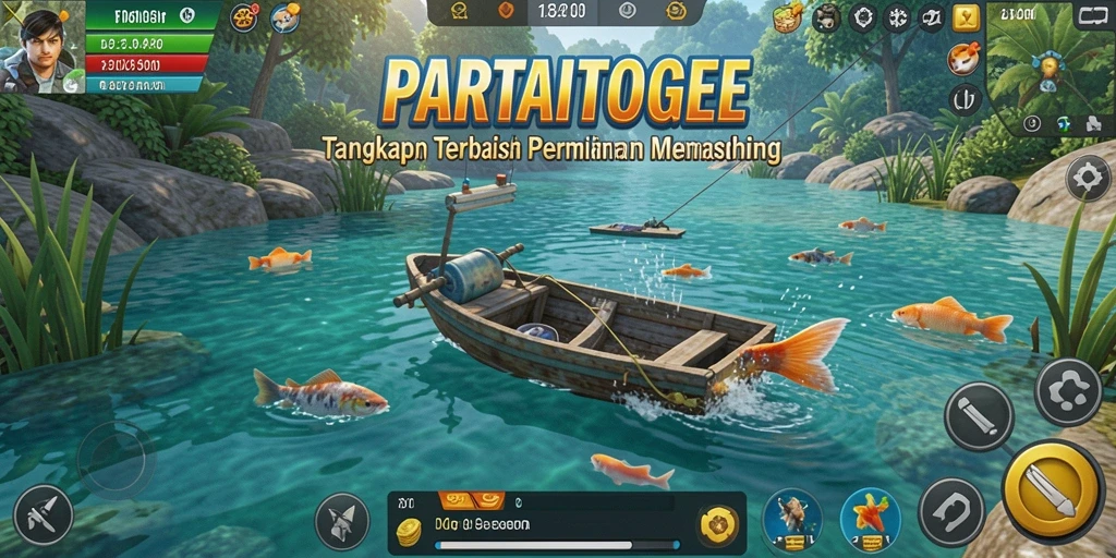 Screenshot gameplay PARTAITOGEL menampilkan serunya memancing ikan besar.