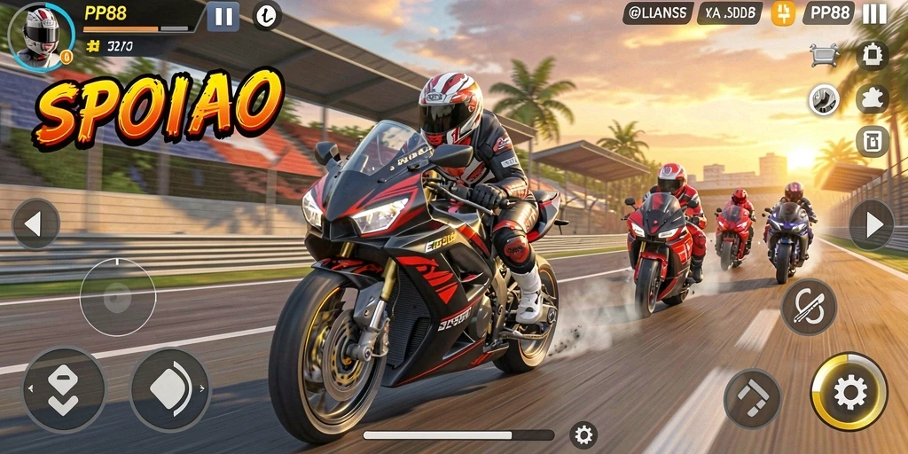 Gameplay seru balapan motor di PP88 dengan lintasan yang bervariasi.